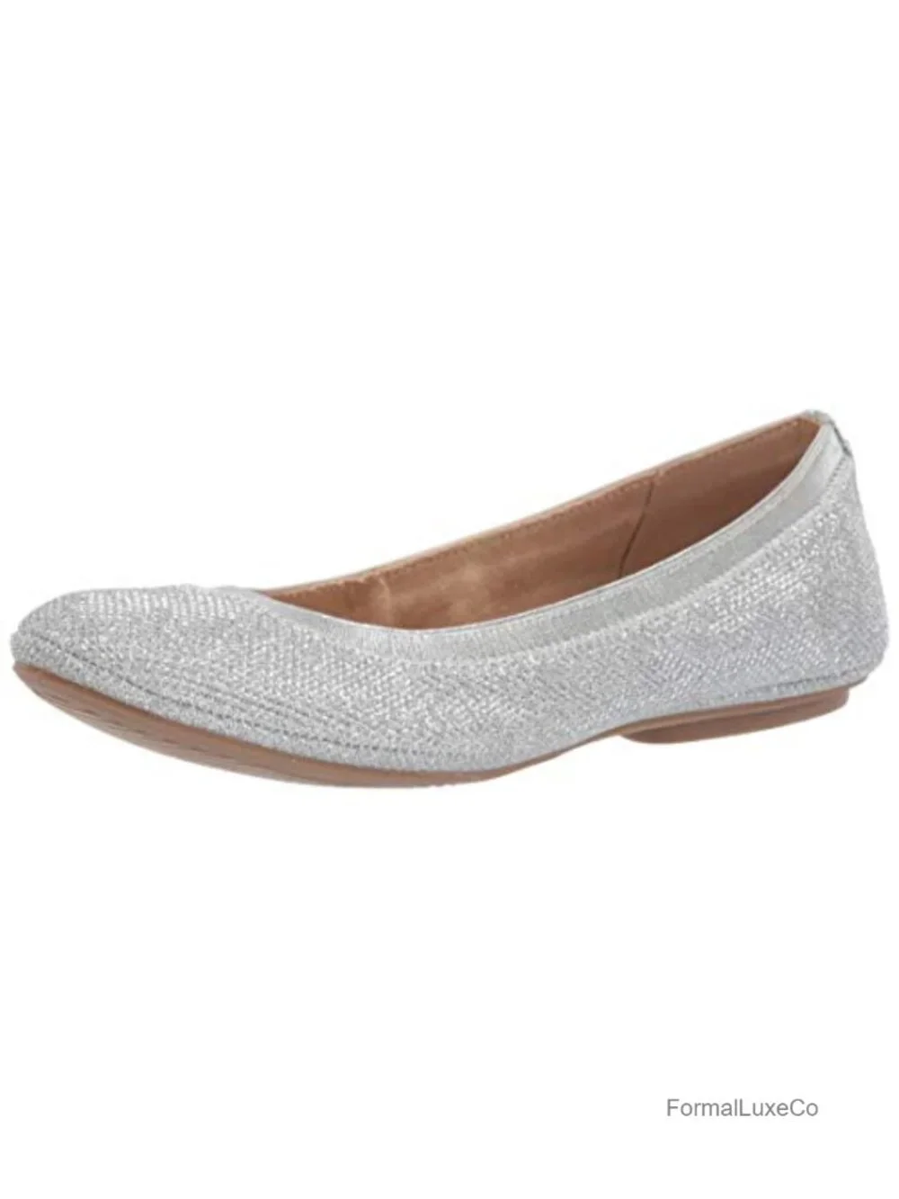Ballet Flat with Glitter, Rhinestones, Slip-On, Elastic Topline